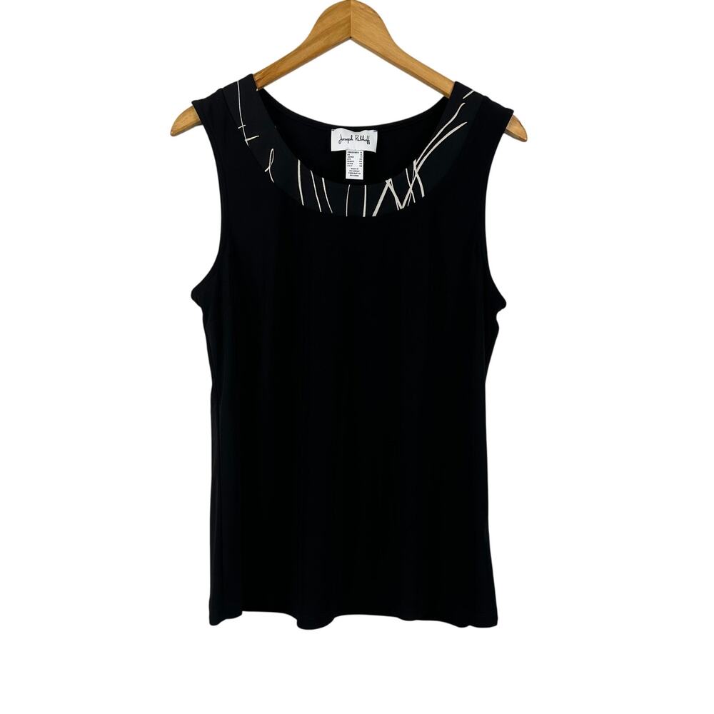 Joseph Ribkoff Black Sleeveless Top with Collar Design